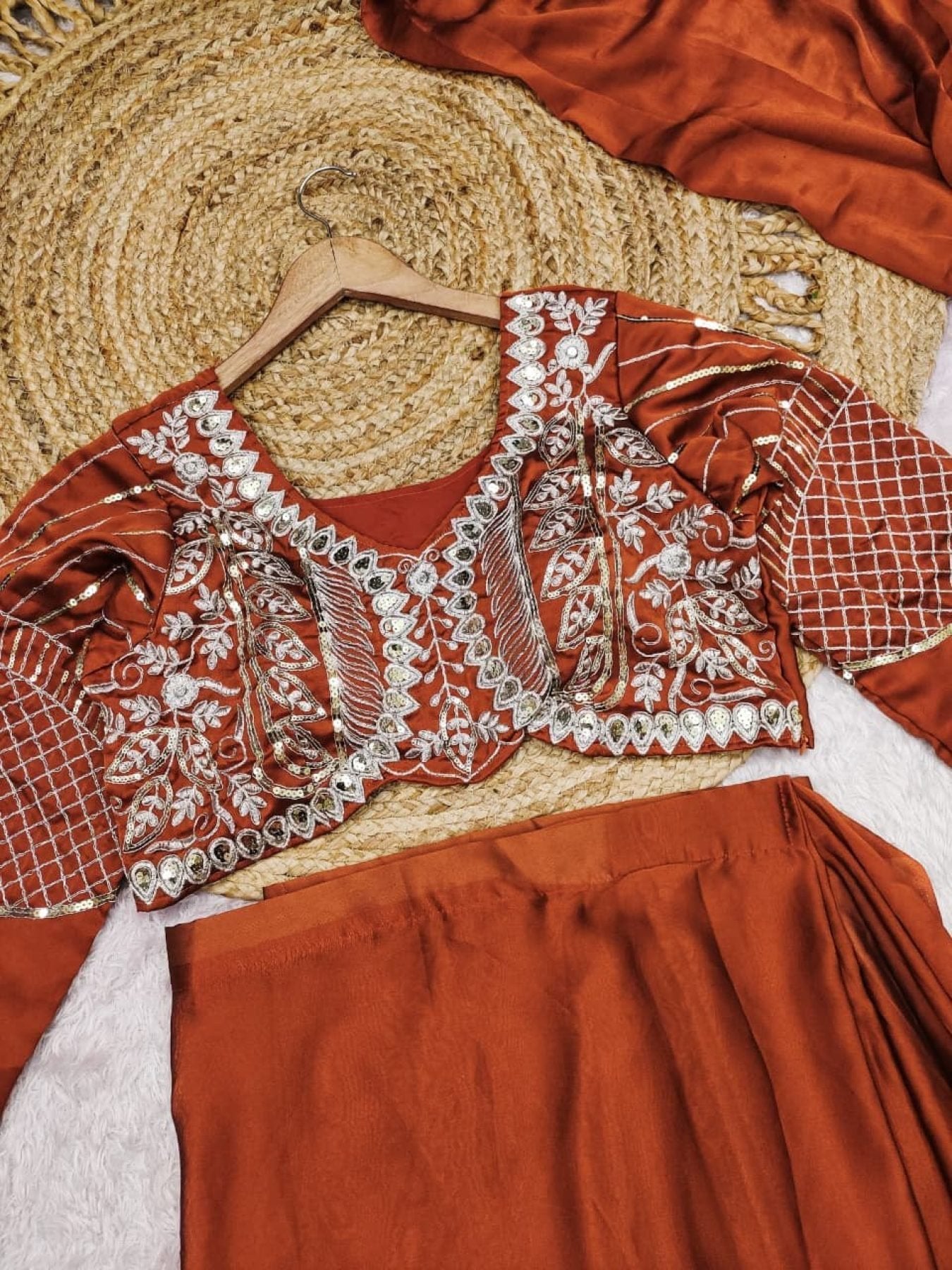 Orange Silk Saree - back view