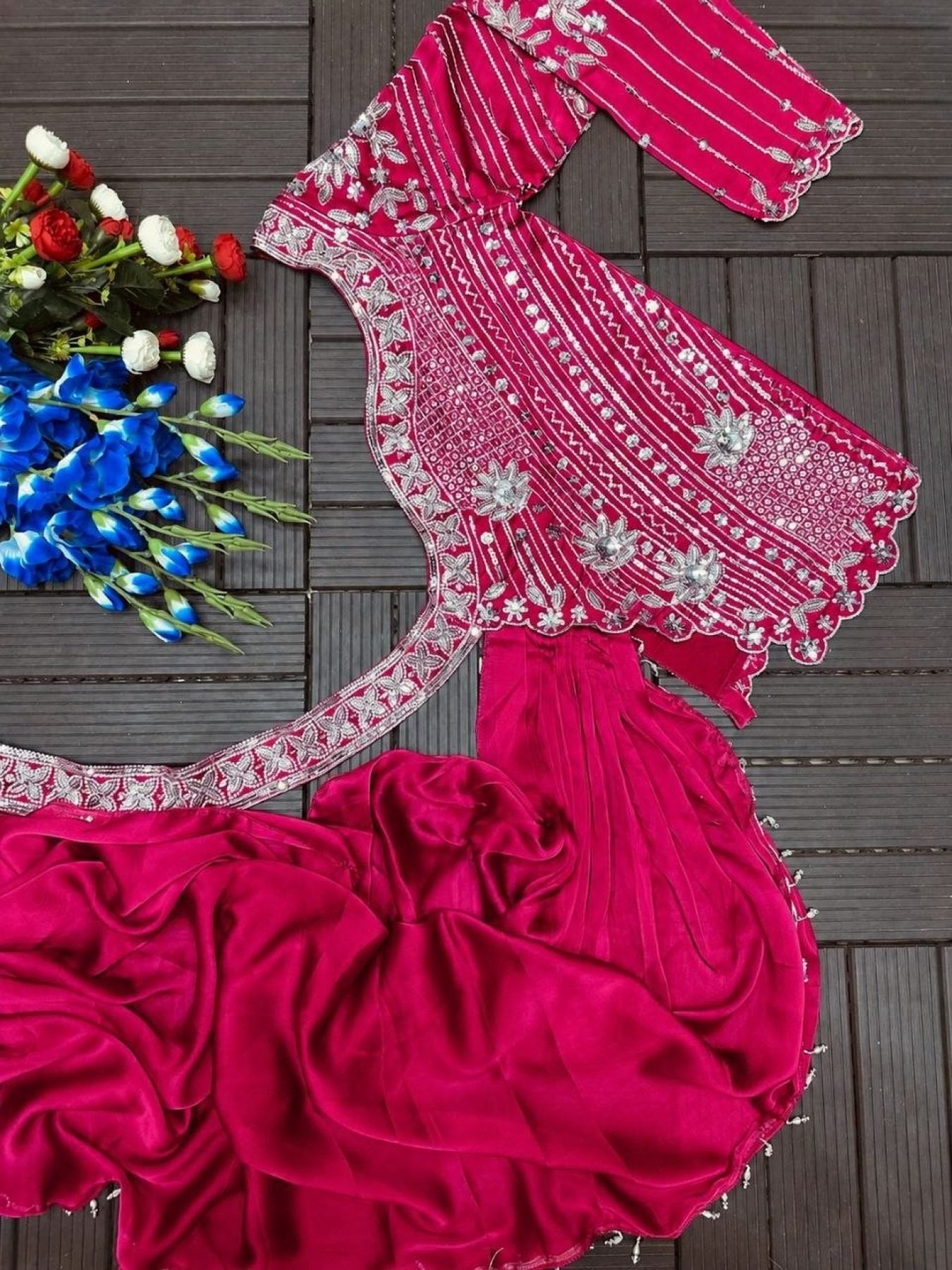 Rangoli Lehenga Choli with Embroidery Sequence Work For Special Occasions detailed view