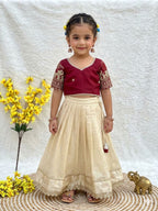 Cream Red Kids Party Wear Lehenga Choli for Special Occasions for women | Snyvia