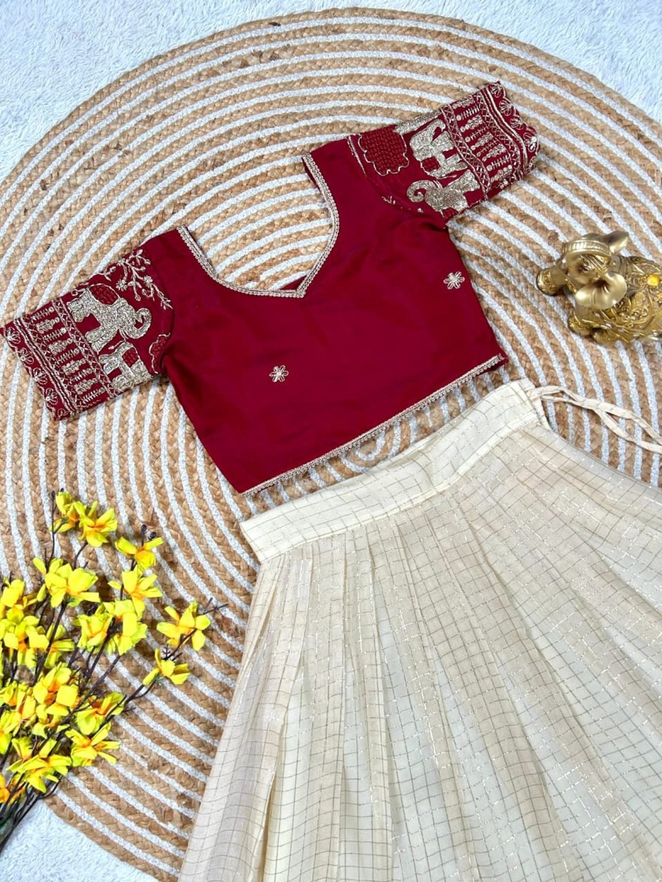 Kids Party Wear Lehenga Choli for Special Occasions blouse and dupatta detail