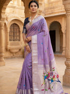 Purple Cotton Saree for women - full front view | Snyvia