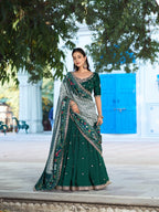 Green Remarkable Wedding Wear Lehenga Set with Embroidered Blouse and Dupatta for women | Snyvia