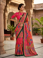 Pink Georgette Saree for women - full front view | Snyvia