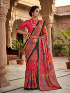 Pink Georgette Saree - drape and pallu detail