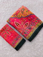 Pink Georgette Saree - side drape view