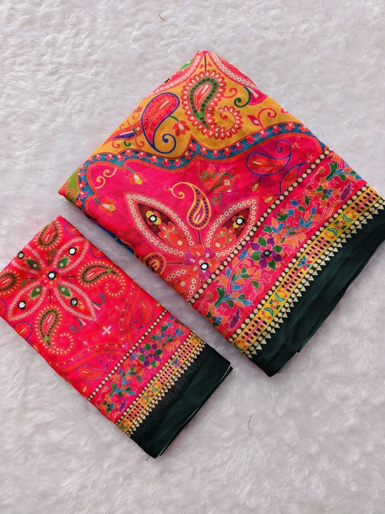 Pink Georgette Saree - side drape view