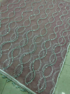 Pink Net Saree - Embroidery pallu design detail