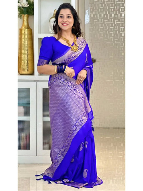 Gold Banarasi Saree for women - full front view | Snyvia