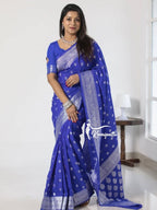 Silver Banarasi Saree for women - full front view | Snyvia