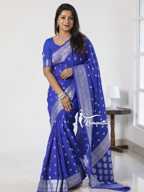 Silver Banarasi Saree for women - full front view | Snyvia