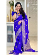 Gold Banarasi Saree - blouse and border close-up