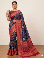 Blue Patola Saree for women - full front view | Snyvia
