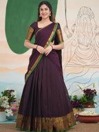 Brown Half Saree Lehenga with Kanchi Cotton for Traditional Wear for women | Snyvia