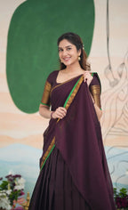 Half Saree Lehenga with Kanchi Cotton for Traditional Wear back view