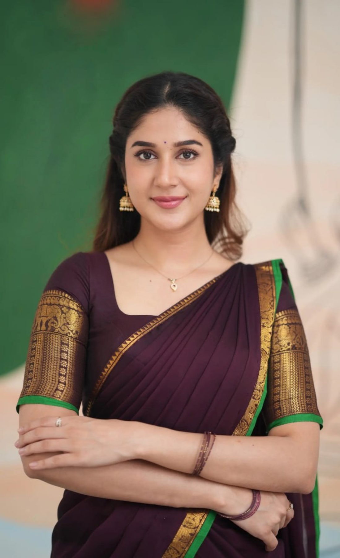 Half Saree Lehenga with Kanchi Cotton for Traditional Wear styling view