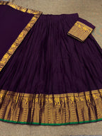 Half Saree Lehenga with Kanchi Cotton for Traditional Wear front view