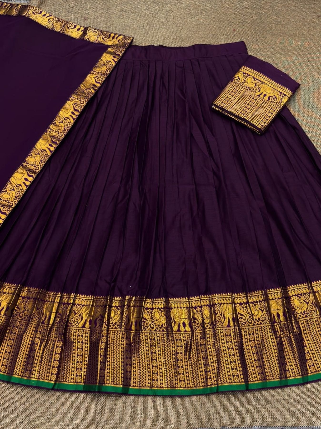Half Saree Lehenga with Kanchi Cotton for Traditional Wear front view