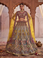Gadhwal Lehenga Choli with Heavy Mirror and Kundan Work For Bridal Wear for women | Snyvia