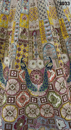 Gadhwal Lehenga Choli with Heavy Mirror and Kundan Work For Bridal Wear embroidery close-up