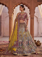Gadhwal Lehenga Choli with Heavy Mirror and Kundan Work For Bridal Wear styling view