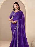 Purple Georgette Saree for women - full front view | Snyvia