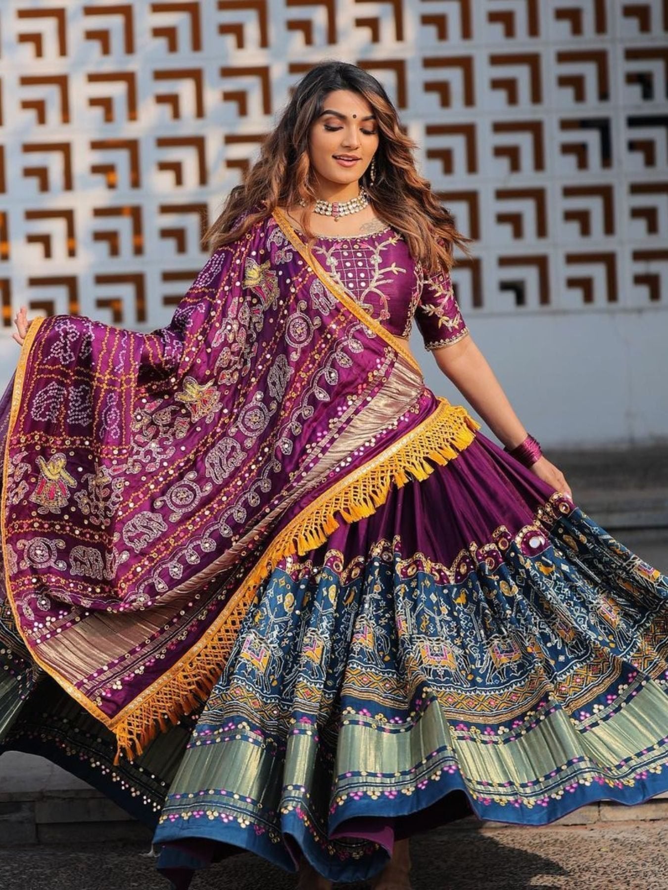 Butter Silk Lehenga with Digital Print and Mirror Work for Festive Wear for women | Snyvia