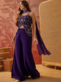 Purple Georgette Top Palazzo Set With Dupatta for women | Snyvia