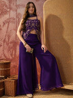 Purple Georgette Top Palazzo Set With Dupatta styling view