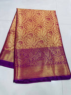 Purple Kanjivaram Saree - blouse and border close-up