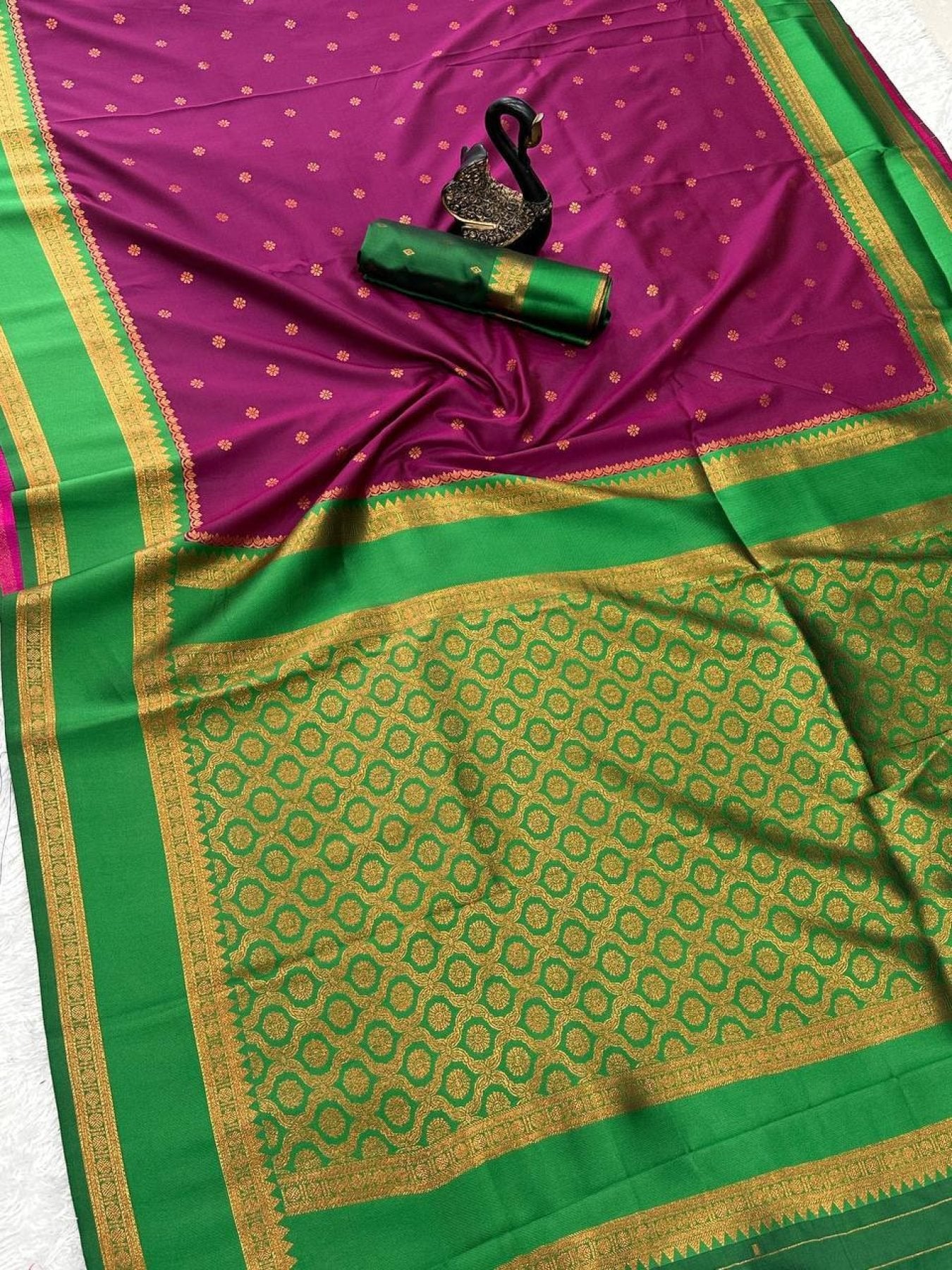 Maroon Silk Saree - drape and pallu detail