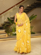 Ruffle Lehenga Saree with Attached Dupatta for Party Wear back view