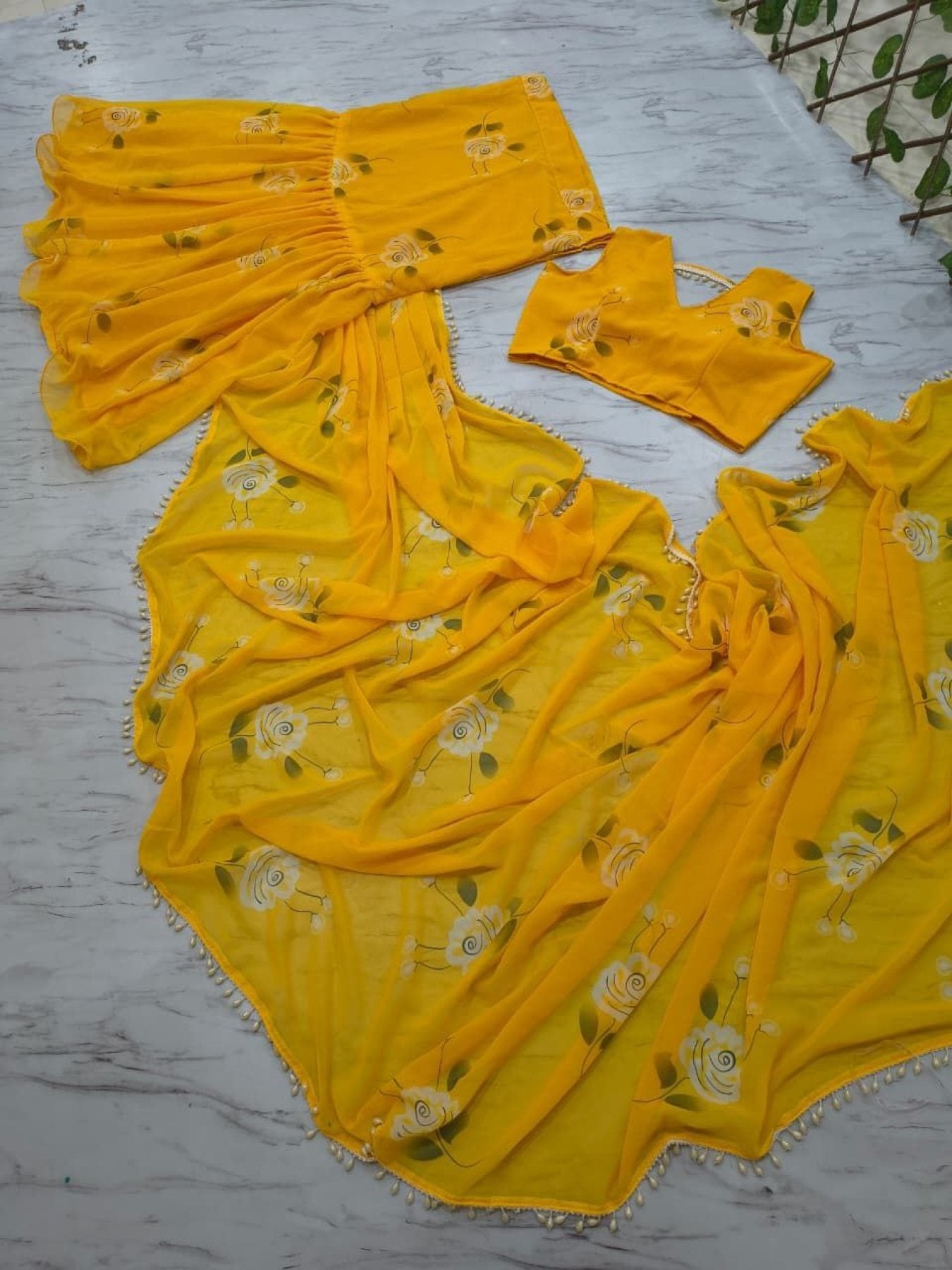 Ruffle Lehenga Saree with Attached Dupatta for Party Wear colour variant view