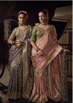 Pink Viscose Saree - drape and pallu detail