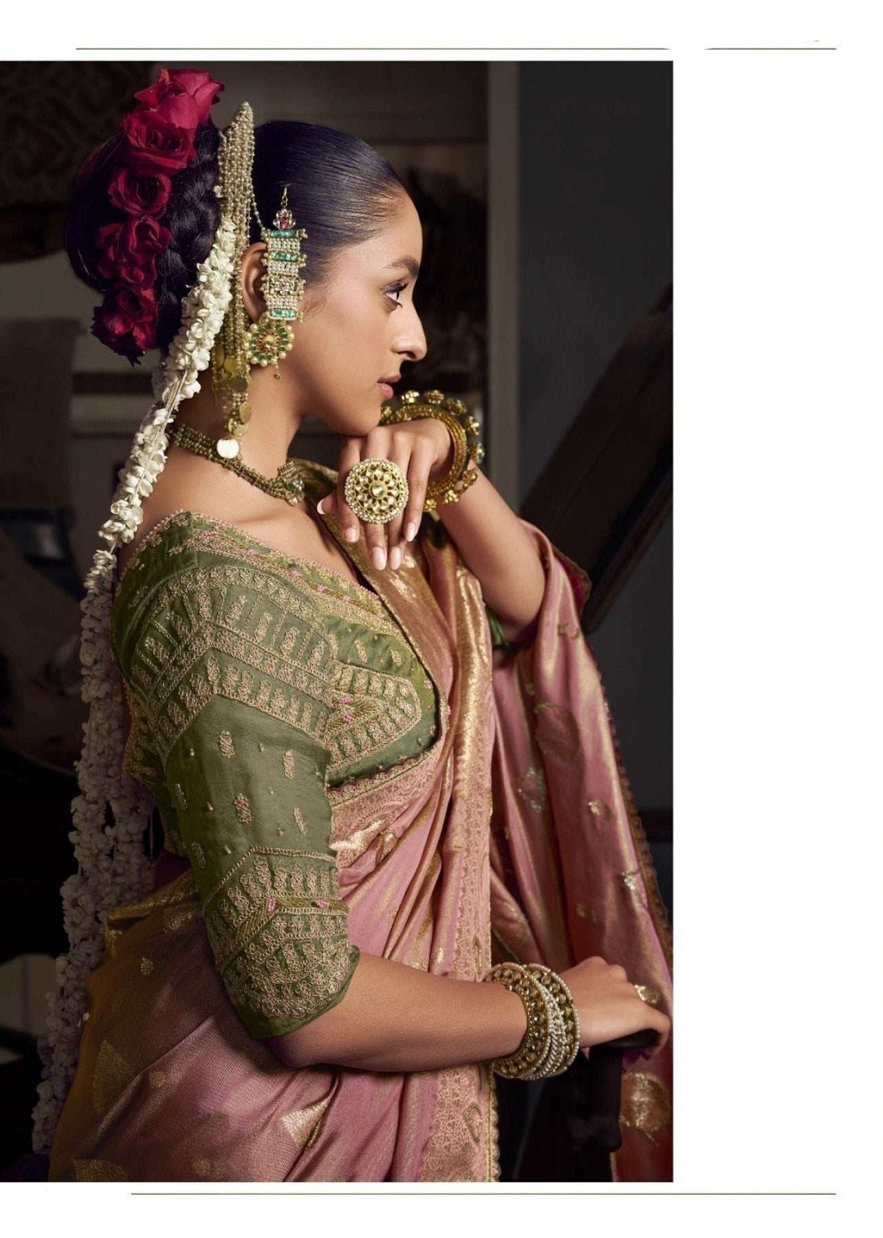Pink Viscose Saree - fabric texture close-up