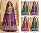 Anarkali Eid Special Lehenga Suit in Heavy Real Chinon with Sequence Embroi full drape view
