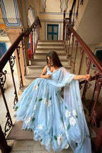 Ruffle Lehenga Saree with Attached Dupatta for Party Wear colour variant view