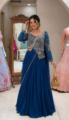 Rangoli Lehenga Choli with Embroidery Sequence Work For Special Occasions blouse and dupatta detail