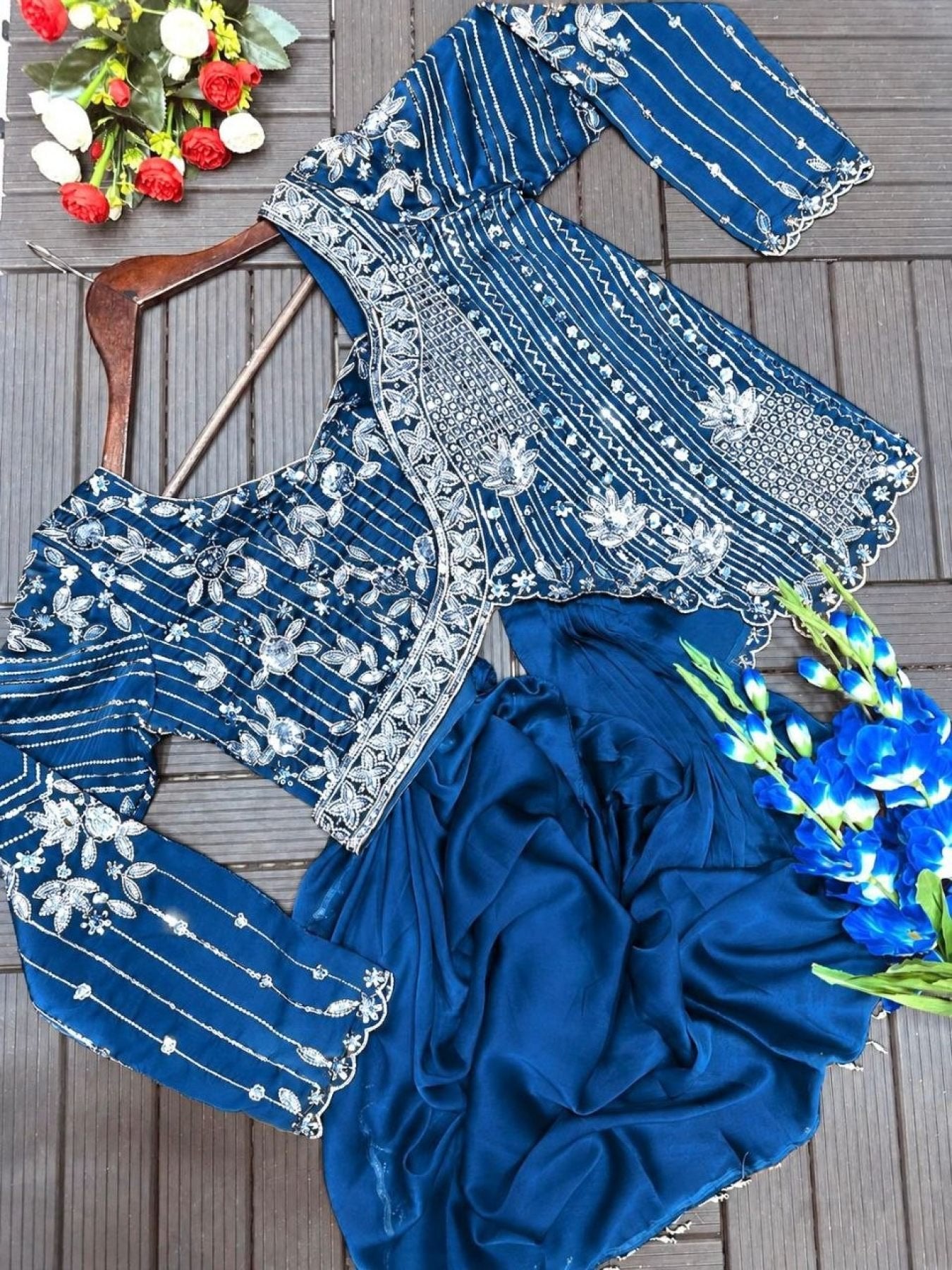 Rangoli Lehenga Choli with Embroidery Sequence Work For Special Occasions detailed view