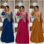 Rangoli Lehenga Choli with Embroidery Sequence Work For Special Occasions back view