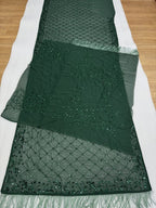 Green Georgette Saree - blouse and border close-up