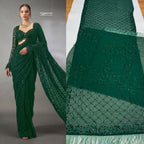 Green Georgette Saree - fabric texture close-up