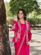 Pink Saree - blouse and border close-up