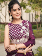 Fendi Silk Lehenga Choli with White Beads Work for Wedding Wear back view