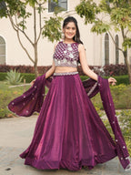 Fendi Silk Lehenga Choli with White Beads Work for Wedding Wear styling view