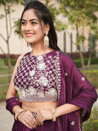 Fendi Silk Lehenga Choli with White Beads Work for Wedding Wear colour variant view