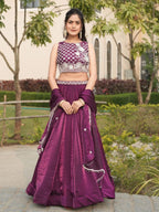 Fendi Silk Lehenga Choli with White Beads Work for Wedding Wear front view