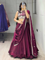 Teal Blue Fendi Silk Lehenga Choli with White Beads Work for Wedding Wear blouse and dupatta detail