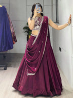 Fendi Silk Lehenga Choli with White Beads Work for Wedding Wear fabric texture detail