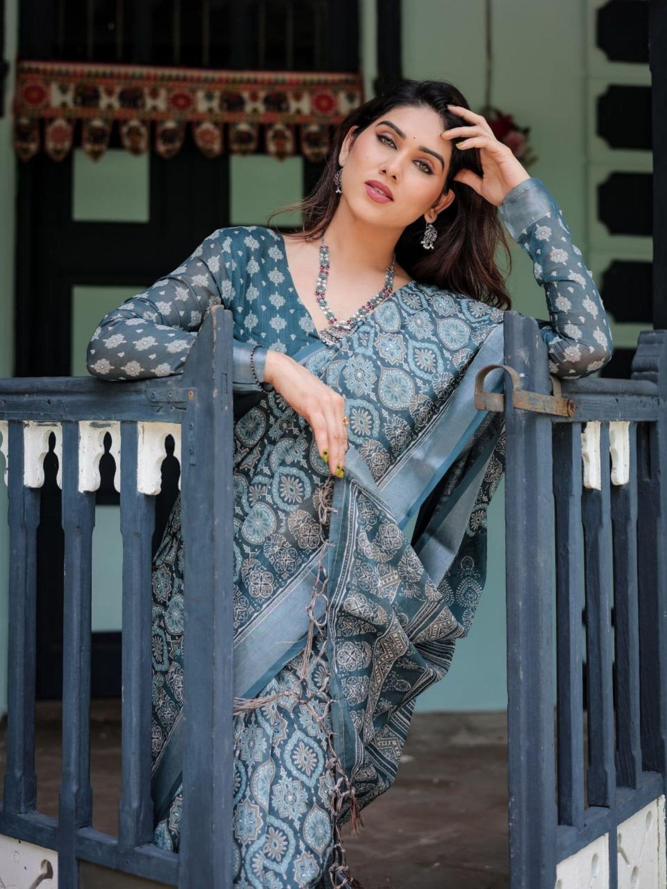 Cotton Saree for women - full front view | Snyvia