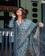 Cotton Saree - drape and pallu detail